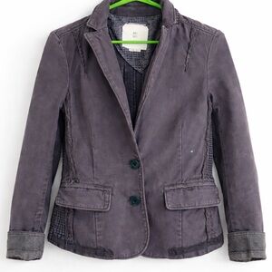 Hei Hei Anthropologie Slate Gray Blazer | Grey & Navy Houndstooth Lining